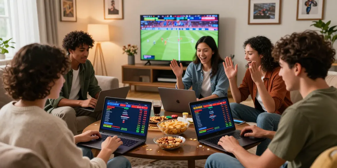 Exciting online sports betting experience on https://uk88win.org/ with friends in a cozy living room, enjoying live matches.