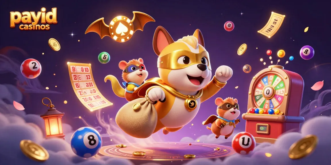 Engage in thrilling payid casinos gaming with a superhero dog and vibrant elements illuminating the excitement.